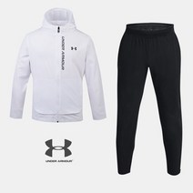언더아머 남성 UA 트레이닝복 아웃런 스톰 화이트재킷 & 팬츠 1376794-100 1376800