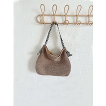 원포인트 패브릭 숄더 라피아백