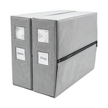 하우 유 빈 린넨 옷장 침대 시트 정리함 2팩 침구 보관용 접이식 패브릭 큐브 수납함 이불 커버 베개 및 수건. 보관용기 보기창 라벨 .