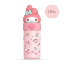 산리오 텀블러 마이멜로디 시나모롤 쿠로미 귀여운 캐릭터 물병 350ml 비행기 빠른배송(4일), 핑크
