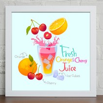 꾸밈데코_홈갤러리디자인액자_상큼과일쥬스석류자몽오렌지체리믹스베리(cz221)_인테리어액자벽장식월데코사각프레임액자, 화이트