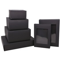 6Pcs 크 래 프 트 종이 쿠키 사탕 상자 PVC 창 결혼식 크리스마스 선물 포장 장식 생일 파티 용품, 8x8x4cm, black