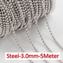 스테인리스 스틸 볼 비드 체인 팔찌 목걸이 DIY 쥬얼리 제작 도매 골드 컬러 5 미터 2, 08 Steel-3.0mm-5Meter