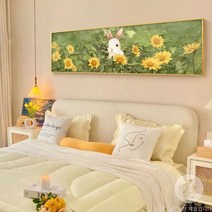 해바라기 꽃밭에서 빼꼼 토끼 그림 보석십자수 집에서하는 취미생활 큐빅 비즈 자수놓기, 130x45cm