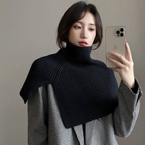 패셔너블 니트 풀오버 워머 무지 머플러 숄 니트숄 케이프 망토 보온 목폴라