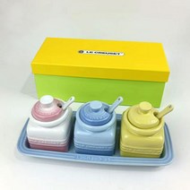 도자기 양념통 세트 양념통 수저통 주방 가정용 소금통 양념병 후추통, 5.연노랑연청분홍양념통세트개