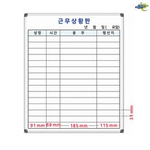 근무상황판 500x600 업무현황판 발주관리보드 주문제작 화이트보드 도안칠판추천, 자석형