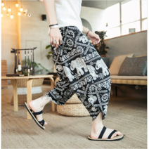 남성 7부 캐주얼 냉장고바지 하렘 태국 빅사이즈 와일드팬츠 알라딘바지 4종 5XL까지