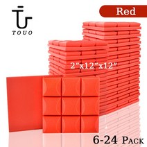 발전기방음박스 방음재 흡음재 사운드 흡수 폼 어쿠스틱 스폰지 스튜디오 방음 벽 6 개, 40.Red - High Density - 6 Pcs