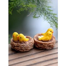 미니어쳐 새와 함께 미니 둥지 요정 놈들 이끼 수 공예 인형, 01 Yellow