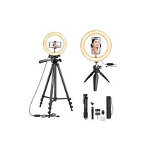 102인치 셀카링 라이트 52인치 연장 가능한 삼각대 거치대 포함 조광 LED 카메라 리모트&휴대전화 홀더포함 사진 촬영 미용 라이브스트림 블로깅용, 상세페이지 참조