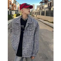 남성 작은 향기 바람 재킷 남성 유행 물떼새 격자 거친 잘 생긴 고급 남성 의류 조수 브랜드 커플 셔츠 재킷 봄과 가을 모델