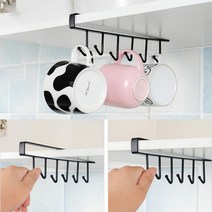 걸이식 철제 후크 6구 블랙 1p 조리도구걸이 컵거치대 국자걸이 주방행거레일 주방국자걸이 조리기구걸이 행주걸