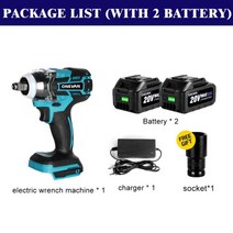 ONEVAN 520N.m 브러시리스 전기 임팩트 렌치 12 스퀘어 무선 2Pcs 리튬 이온 배터리 Makita 18V, 02 2 Battery Set