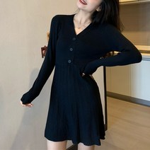 넷투넷코리아 여성 미니 원피스 슬림핏 a라인 플레어 플리츠 니트