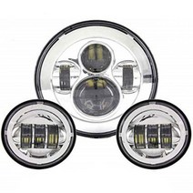 할리 투어링 일렉트라 글라이드 로드 킹 스트리트 7 인치 LED 헤드라이트 흰색 DRL 4.5 할로 안개등 어댑터 링, chrome A not DRL