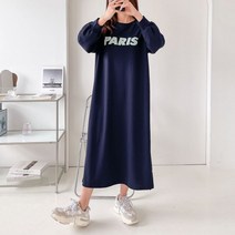 깔끔한 레터링 맨투맨 긴팔 롱 원피스