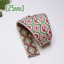 헤세드 25mm 핑크그린 기하학 웨이빙끈, 1개