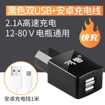급속충전 전기배터리 핸드폰 범용충전기조인트 USB 차량용 충전전환헤드인터페이스 12V72V, 09 롱 2.1A 검은색 투턱【보내기安卓1m 급행 충전