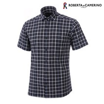 로베르따 [nc부천점]남성용 요철감있는 스판 시어서커 블랙 캐주얼체크남방셔츠반팔 일반핏 가볍고 시원하며 구김없음 포켓 밑단일자