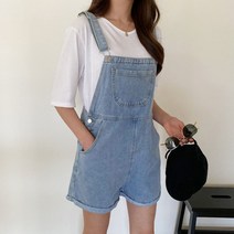 네쥬 여성 봄 여름 데님 멜빵 바지 데일리 숏팬츠