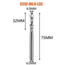 dreanique upamp down 압축 밀링 커터 카바이드 cnc 라우터 비트 6mm 8mm 2 플루트 나무 조각 엔드 밀 칩 브레이커 포함, c2sf-d6-l32