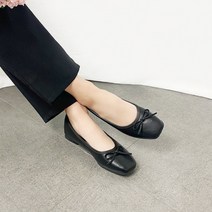 구두모모 브린 스퀘어토 리본 플랫슈즈 (1cm)