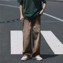 일자슬랙스팬츠 클래식 구제워싱 데님 바지남자 와이드 루즈핏 스트레이트핏 드롭 드레이프 빅진 그라데이션 4993526640