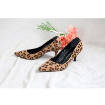 마롱패션 호피 스웨이드 여성 펌프스 하이 힐 7cm 미들 구두 마