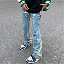 배색 부츠컷 루즈핏 힙합바지 오버핏 배기팬츠 청바지