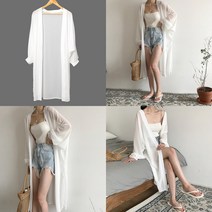 스윗딜 루즈핏 로브 롱가디건 XL 화이트 로브가디건 여성여름가디건