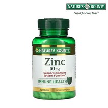네이쳐스바운티 징크 50mg 200정 글루콘산 아연 인산이칼슘 Zinc Gluconate Dicalcium phosphate