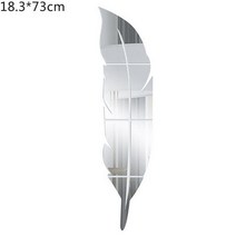 붙이는 거울 알리버트 DIY 깃털 3D 거울 벽 스티커 거실 아트 홈 장식 비닐 데칼 아크릴 벽화 벽지 #, 01 sliver 18x73cm