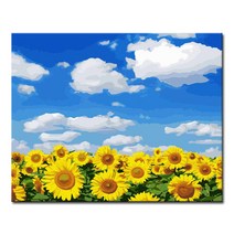 DIY 캔버스페인팅 명화그리기 액자 그림 세트 유화 - 풍경 40x50, L105_푸른하늘 해바라기