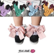 레알쓰 유니크 비비드컬러 리본장식 돌돌이 패션양말