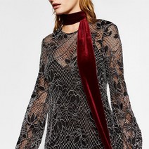 봄스카프 여성 롱 50대 스카프 패션쇼 N40 용순색길고 좁은 벨벳작은 실크 장식 벨트가을겨울용