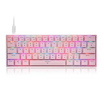CQ006 기계식 키보드 갈색 축 무선 Bluetooth RGB 백라이트 USB 유선 게이밍 키보드 컴팩트 61 키 PC Mac 스마트폰과 호환 가능 (핑크)