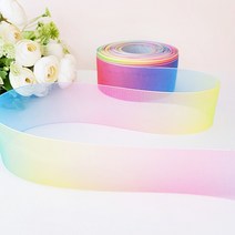 도매 45m 무지개 오간디 리본/선물포장/무지개리본/리본공예/머리띠 머리핀 만들기리본