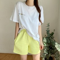 [블루레몬] 4부 쭈리 홈 트레이닝 반바지 국내제작 면 여름 봄 가을 홈트레이닝복 데일리룩 숏팬츠 비비드컬러