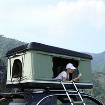 차량용 루프탑 텐트 SUV 차박 방수 고급원단 2인용, (클래식)M화이트하드탑+그레이캔버스크로스바