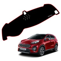 훠링 스포티지 시리즈전용 들뜸방지 실리콘논슬립 벨벳 대쉬보드커버, 뉴스포티지R 10년~13년/센터스피커, 원단:와인/엣지:레드