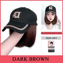 모자가발 합성 short bob hair with baseball cap womens wigs hat wig hair extension sun hat with hair 고온, 베이지