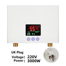 수영장 히팅기 물데우기 5500W 탱크리스 인스턴트 전기 온수기 터치 패널 원격 제어 주방 욕실 액세서리 30 ‑ 55 섭씨, whiteUKplugAC220