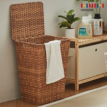 한샘 볼드 라탄 패턴 빨래함 스퀘어 60L 내추럴브라운, 단일/상품