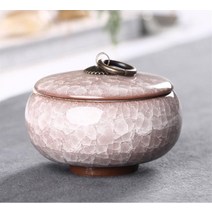 밀폐 차통 보관용기 찻잎 보관 휴대용 복고풍 얼음 균열 차 캐디 세라믹 주석 분말 저장 탱크 골동품 다채로운 항아리 용품 세트 액세서리, [03] White