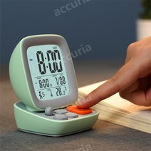 미니 컴퓨터 모양 디지털 알람 탁상 시계 스누즈 알람요일 설정 온도계, 화이트