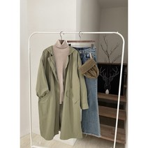 데일리룩 루즈핏 사파리 베이직 심플한 뒷셔링 여성 후드 롱 야상 점퍼