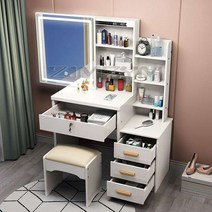 다기능 모던하고 심플한 드레싱 테이블 소형 미니 화장대 조명 럭셔리한 및 LED, 07 B white