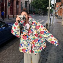 20대 데일리룩 힙한 플라워패턴 여성 숏패딩 롱패딩 경량패딩 푸퍼 숏푸퍼 화려한패턴