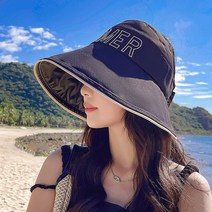 여성 버킷햇 여름 선캡 레터링 자수 챙 조절형 아웃도어 비치모자 선캡 캐주얼 등산리본 여성 모자